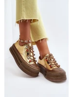 Damskie Trampki Na Platformie GOE NN2N4055 Złote Damskie Trampki Na Platformie GOE NN2N4055 Złote