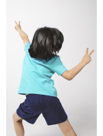 Chlapčenské pyžamo Remek s krátkym rukávom a krátkymi nohavicami - tyrkysová/navy blue