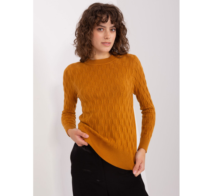 Klasický pletený horčicový sveter