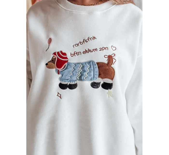 Dámska oversize mikina s výšivkou DOGSWEETY biela FashionStreet BY1478 Dámska oversize mikina s výšivkou DOGSWEETY biela FashionStreet BY1478