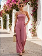 Dámsky letný overal so širokými nohavicami ružový FashionStreet EY2652