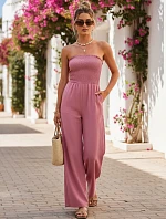 Dámsky letný overal so širokými nohavicami ružový FashionStreet EY2652