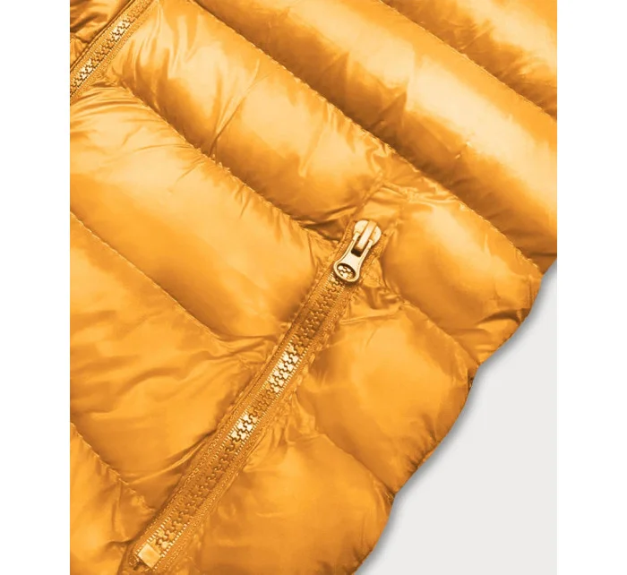 Krátka žltá dámska prešívaná vesta (23077-333)