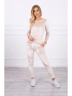 Velúrová súprava so zadným popruhom béžová Velúrová súprava so zadným popruhom béžová