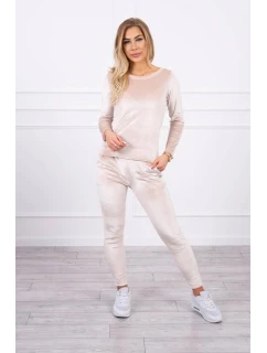 Velúrová súprava so zadným popruhom béžová