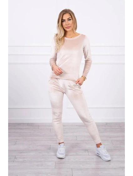 Velúrová súprava so zadným popruhom béžová Velúrová súprava so zadným popruhom béžová