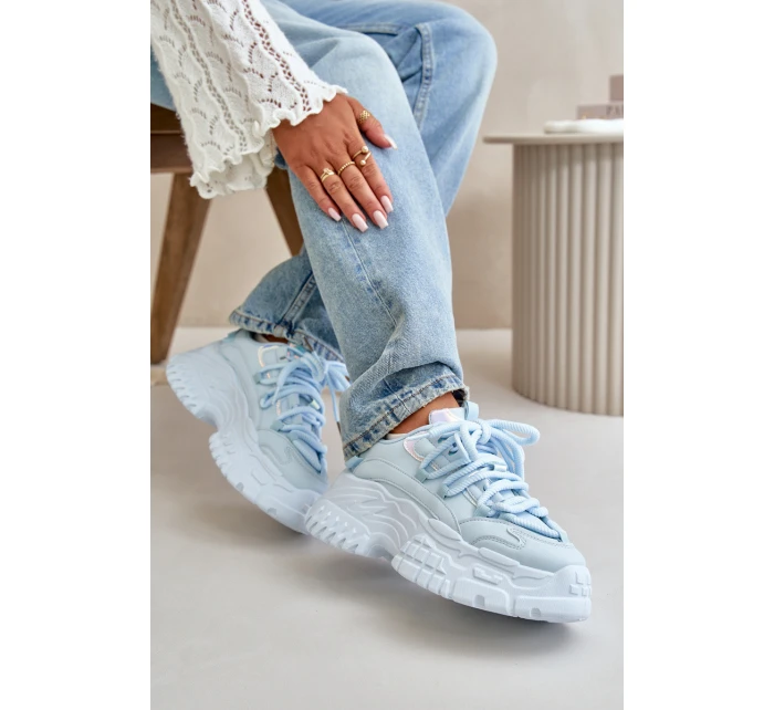 Sneakersy Damskie Na Masywnej Podeszwie Niebieskie Nevela