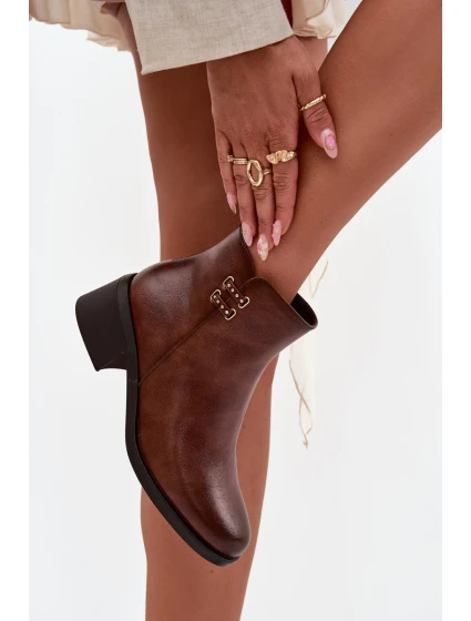 dámské kotníčkové boty na klínku hnědé model 21711943 - EVENTO