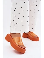 Dámské sandály na platformě s páskem Oranžové model 22107254 - Boto