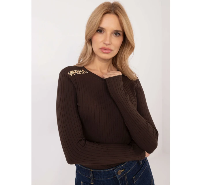 Bluzka RV BZ A model 20609024 ciemny brązowy - FPrice Bluzka RV BZ A model 20609024 ciemny brązowy - FPrice