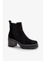 Dámske zateplené členkové topánky na podpätku Eco Suede Black Irissinae Dámske zateplené členkové topánky na podpätku Eco Suede Black Irissinae