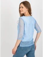 Dámska blúzka LK BZ 506642.94 Svetlomodrá s bielou - Lakerta Dámska blúzka LK BZ 506642.94 Svetlomodrá s bielou - Lakerta