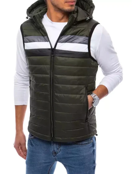 Pánska prešívaná zelená vesta FashionStreet TX4034