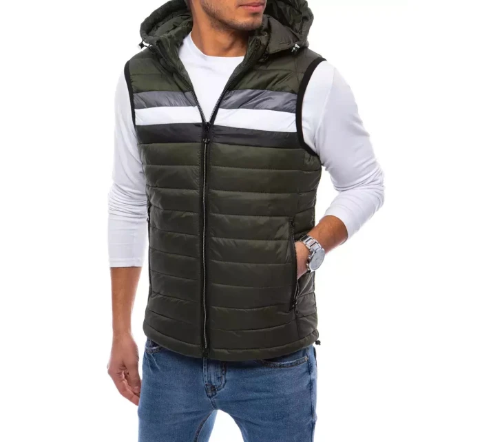 Pánska prešívaná zelená vesta FashionStreet TX4034