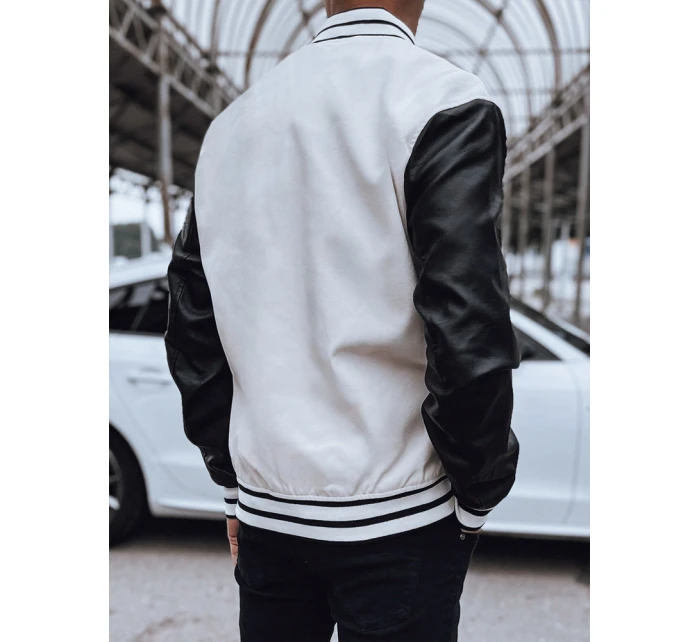 Pánská kožená baseballová bunda v barvě ecru Dstreet model 21978801 - FashionStreet Pánská kožená baseballová bunda v barvě ecru Dstreet model 21978801 - FashionStreet