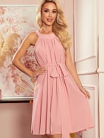 350-2 ALIZEE - šifónové šaty so zaväzovaním - PUDRAL ROSE