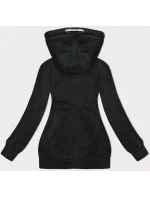 Otvorená mikina s kapucňou a malými srdiečkami v grafitovej farbe (2316)