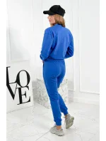 Set 3 v 1 mikina s cvočkami + top + nohavice nevädza modrá