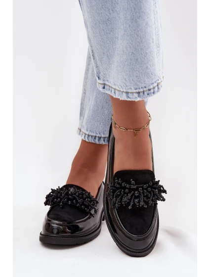 Damskie Mokasyny Lakierowane S.Barski HY52-369B Czarne