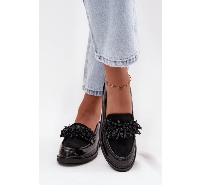 Damskie Mokasyny Lakierowane S.Barski HY52-369B Czarne