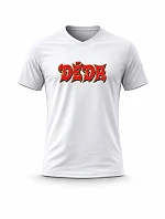 Pánské bavlněné tričko s potiskem - DĚDA (ROCK) - bílé
