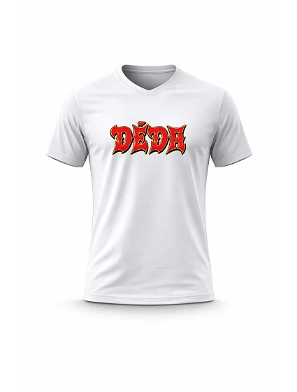 Pánské bavlněné tričko s potiskem - DĚDA (ROCK) - bílé Pánské bavlněné tričko s potiskem - DĚDA (ROCK) - bílé