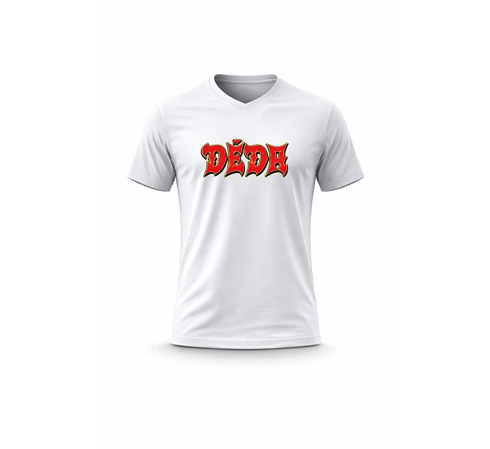 Pánské bavlněné tričko s potiskem - DĚDA (ROCK) - bílé Pánské bavlněné tričko s potiskem - DĚDA (ROCK) - bílé