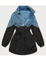 Svetlomodrá a čierna voľná džínsová bunda (B9791-5001) - Goodlooking