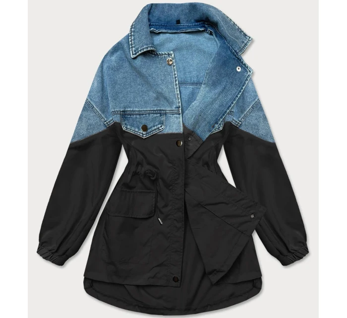 Svetlomodrá a čierna voľná džínsová bunda (B9791-5001) - Goodlooking