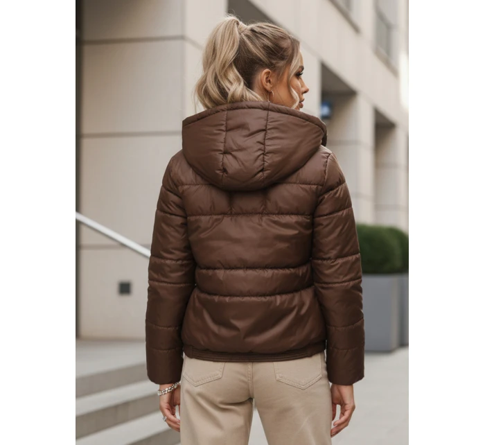 Dámska prešívaná bunda s kapucňou hnedá FashionStreet TY5590