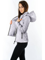 Krátká šedá prošívaná dámská bunda s kapucí model 14764916 - S'WEST