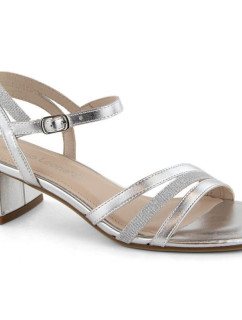 Sergio Leone W SK434A stříbrné lakované sandály na podpatku