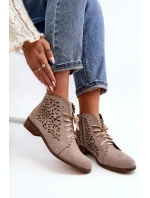 Dámské Šněrovací Botky  Beige model 21646147 - Zazoo