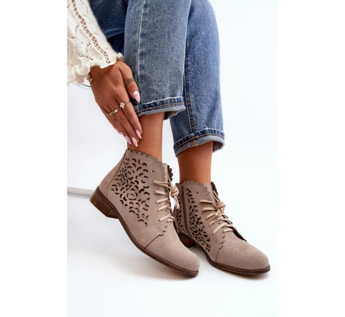 Dámské Šněrovací Botky  Beige model 21646147 - Zazoo
