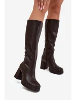 Kozaki Damskie Przed Kolano Na Zamek Obcas Słupek Czekoladowe Selvia Kozaki Damskie Przed Kolano Na Zamek Obcas Słupek Czekoladowe Selvia