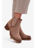 Dámské kotníkové boty na podpatku zateplené béžové model 21707438 - Boto