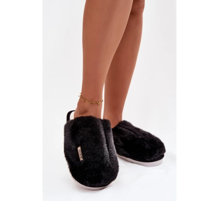 Kožešinové dámské pantofle černé Belinna