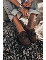 Dámske ploché mokasíny s mašľou a strapcami Brown Bluebell Dámske ploché mokasíny s mašľou a strapcami Brown Bluebell