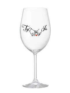 YOU AND ME (svadba) - číry pohár na víno 350 ml
