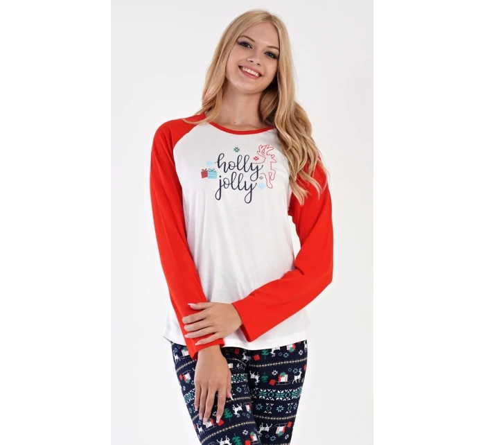 Dámské pyžamo dlouhé Vánoční model 19048675 - Vienetta Secret