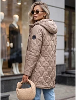 Kurtka damska przejściowa pikowana z kapturem beżowa model 22342134 - FashionStreet