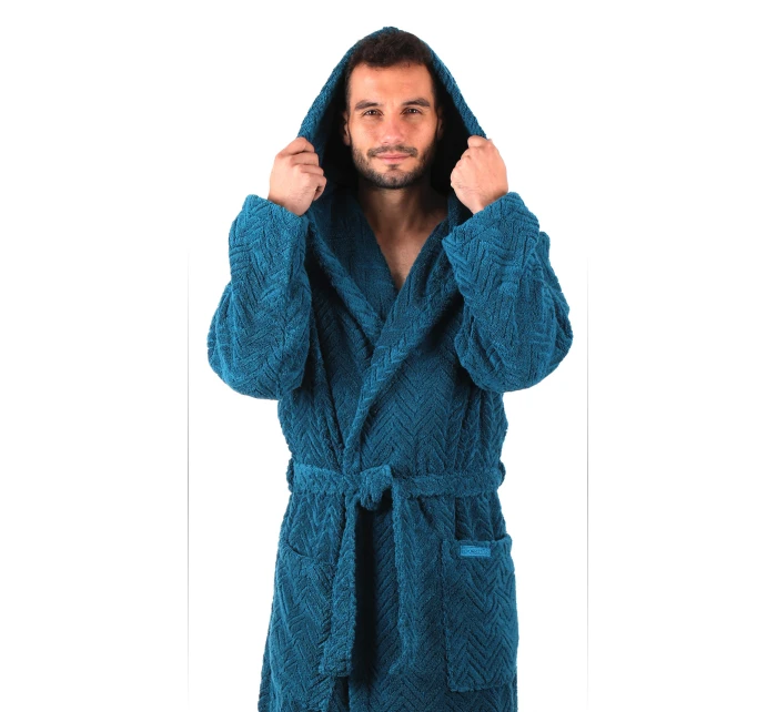 pánsky župan Athena s kapucňou Petrol