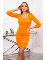 Šaty s výstřihem na knoflíky oranžové Šaty s výstřihem na knoflíky oranžové