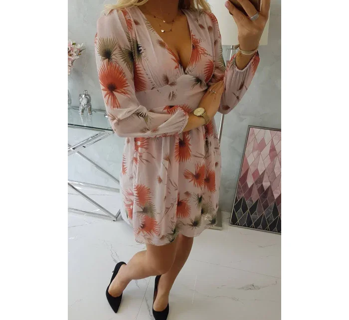 Vzdušné šaty s kvetinovým motívom púdrovo ružové