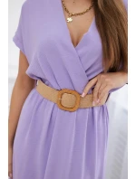 Dlouhé šaty s ozdobným páskem fialové
