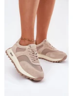 Zamszowe Sneakersy Na Platformie Damskie Big Star RR274897 HI-POLY SYSTEM Beżowe Zamszowe Sneakersy Na Platformie Damskie Big Star RR274897 HI-POLY SYSTEM Beżowe