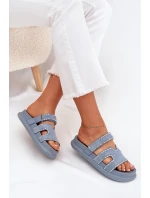 Dámské pantofle se zdobením na platformě modré model 21703959 - Boto