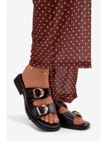 Dámské pantofle se zlatými sponami Černé Danelle