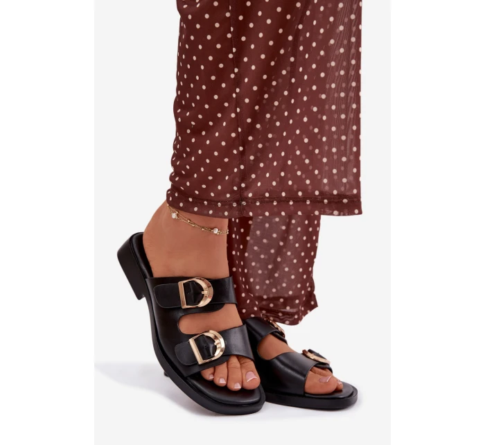 Dámské pantofle se zlatými sponami Černé Danelle