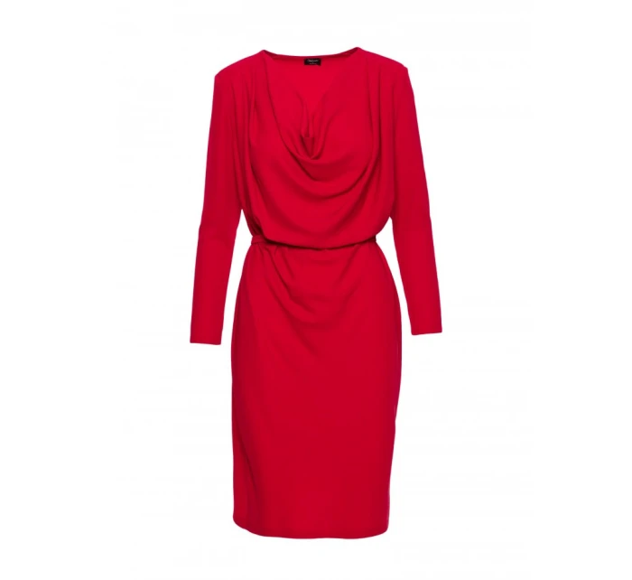 S428 Šaty s výstrihom - červené S428 Šaty s výstrihom - červené